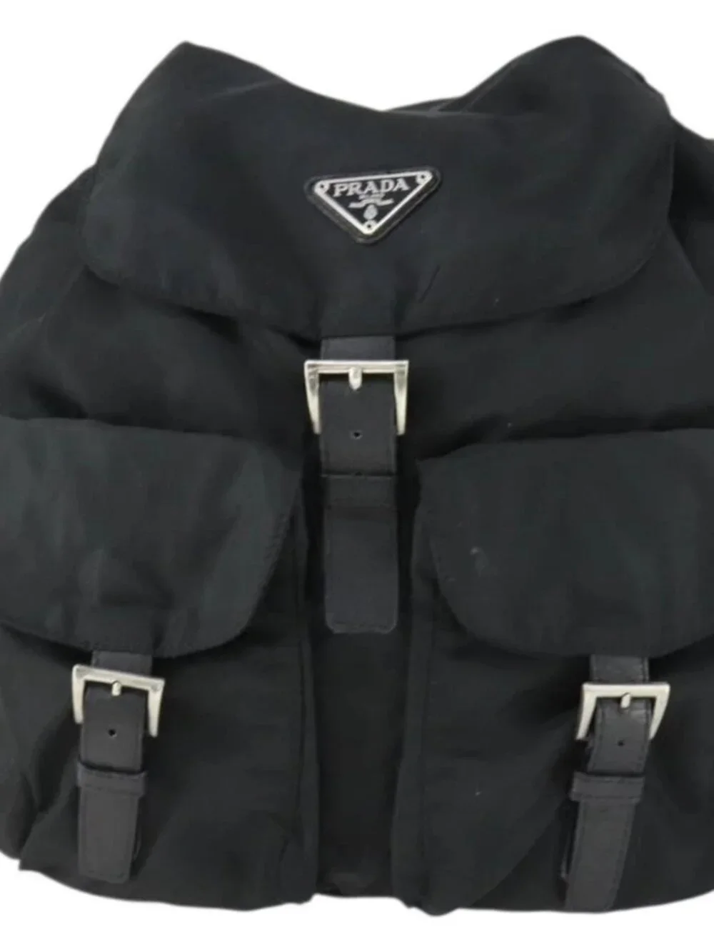 PRADA Backpack Nylon Black Silver Auth bs33077